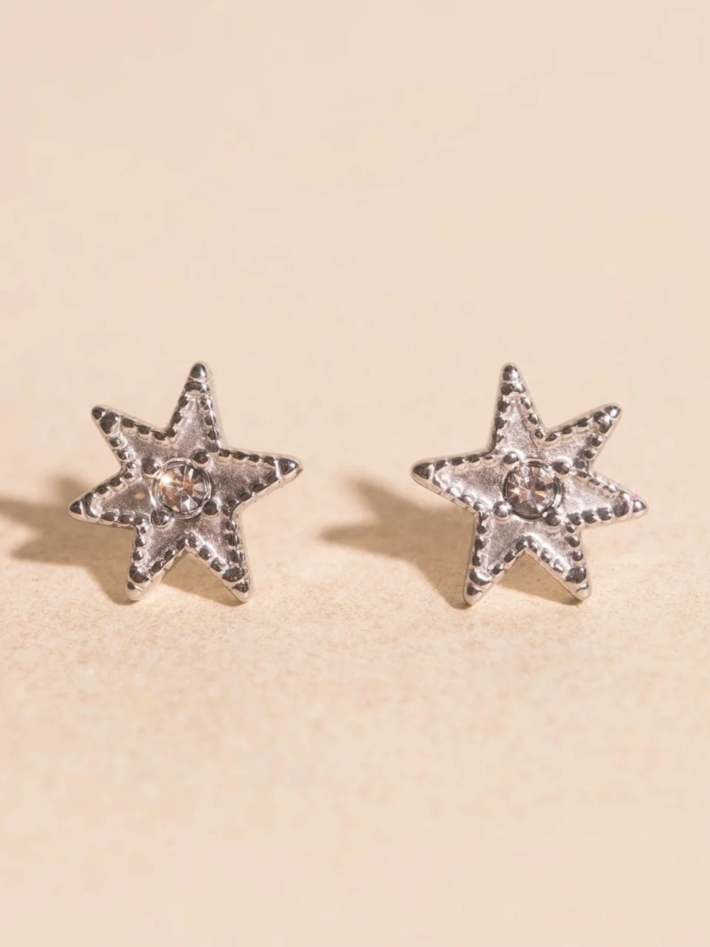 Oh Clem Crystal Star Stud Earrings, Silver / Tarnish-free, Regular Post / NIB